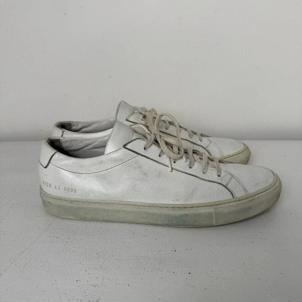 Common Projects Original Achilles Low White Leather Sneakers Mens 43 1528 0506